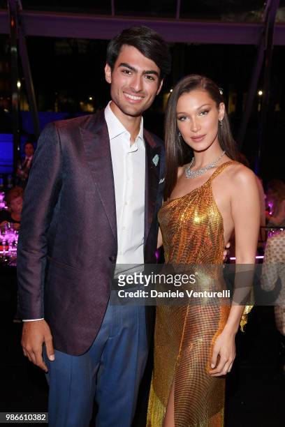 Matteo Bocelli and Bella Hadid attend BVLGARI Dinner & Party at Stadio dei Marmi on June 28, 2018 in Rome, Italy.