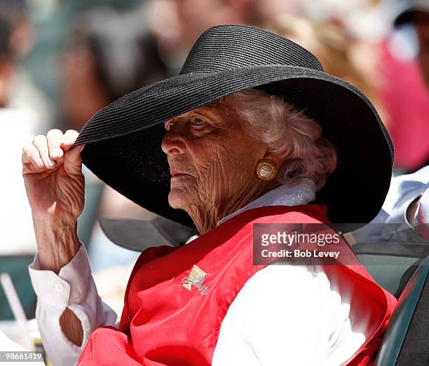 Former first lady Barbara Bush during a baseball game between the Pittsburgh Pirates and Houston Astros at Minute Maid Park on April 25, 2010 in...