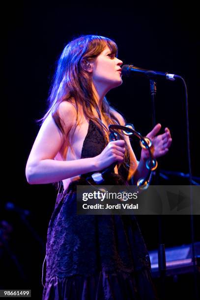 Zooey Deschanel of She & Him performs at the Sala Apolo on April 25, 2010 in Barcelona, Spain.