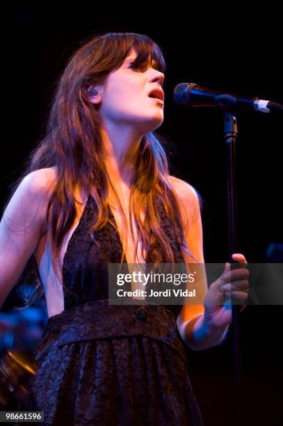 Zooey Deschanel of She & Him performs at the Sala Apolo on April 25, 2010 in Barcelona, Spain.