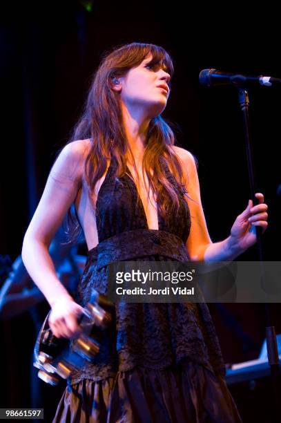 Zooey Deschanel of She & Him performs at the Sala Apolo on April 25, 2010 in Barcelona, Spain.