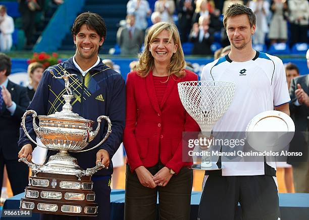 Fernando Verdasco , Princess Cristina of Spain and Robin Soderling attend the ATP 500 World Tour Barcelona Open Banco Sabadell 2010 tennis tournament...