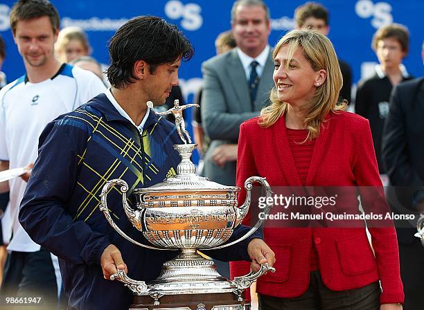 Princess Cristina of Spain and Fernando Verdasco attend the ATP 500 World Tour Barcelona Open Banco Sabadell 2010 tennis tournament at the Real Club...