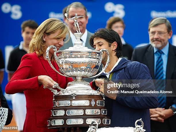 Princess Cristina of Spain and Fernando Verdasco attend the ATP 500 World Tour Barcelona Open Banco Sabadell 2010 tennis tournament at the Real Club...