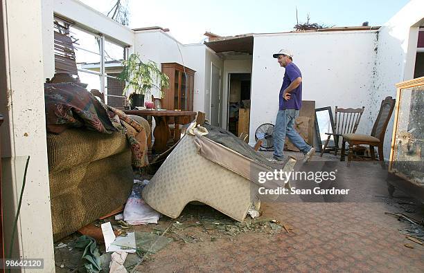 Tommy Backstrom looks at his bedroom of what once was his home April 25, 2010 in Yazoo City, Mississippi. On Saturday a massive tonado hit the...