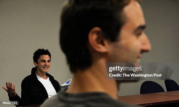 Spencer Daw and Latham Saddler converse during a lesson in Farsi at the University of Maryland in College Park, Maryland, on Monday, April 19, 2010....