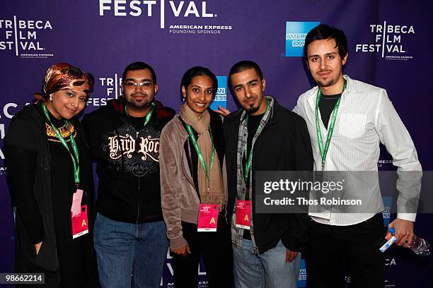 Wafaa Alsaffar, Razwan Islam, Tucilya Muthukumar, Mohammed Ibrahim, and Abdullah Algussaibi attend the Premiere of Budrus at the 2010 TFF Hosted by...