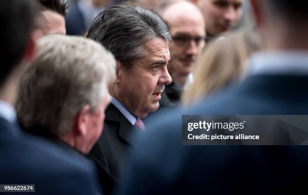 German Foreign Minister Sigmar Gabriel of the Social Democratic Party arrives for the 54th Munich Security Conference at the Bayerischer Hof hotel in...