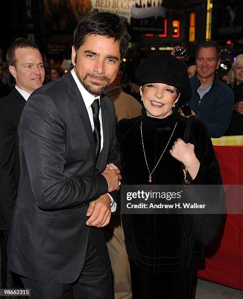 Actor John Stamos and Liza Minnelli attend the Broadway Opening of "Promises, Promises" at Broadway Theatre on April 25, 2010 in New York City.