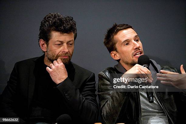 Andy Serkis and Mat Whitecross attends the Apple Store Soho Presents Meet The Filmmaker: "Sex & Drugs & Rock & Roll" at the Apple Store Soho on April...