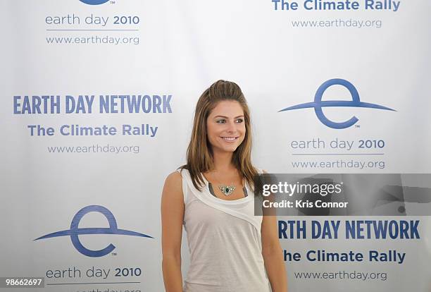 Maria Menounos poses for photographers during The Climate Rally Earth Day 2010 at the National Mall on April 25, 2010 in Washington, DC.