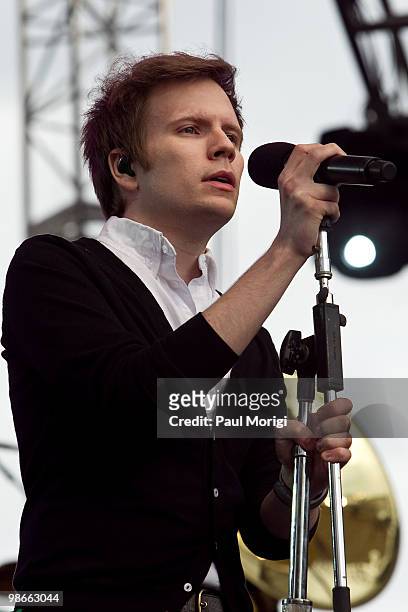 Patrick Stump, lead singer of the band Fall Out Boy, performs with the Roots at The 2010 Earth Day Climate Rally at the National Mall on April 25,...
