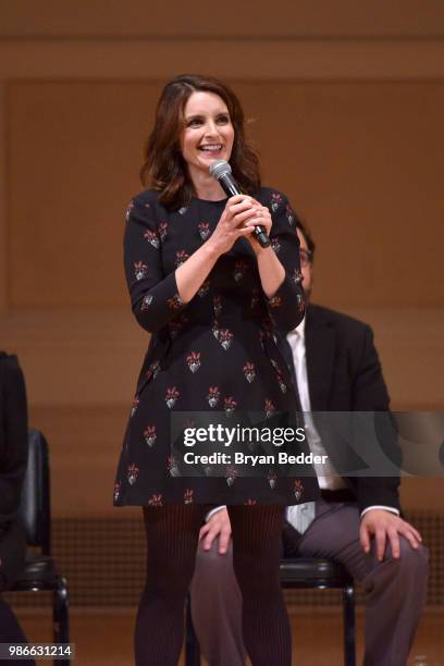 Tina Fey performs onstage during ASSSSCAT with the Upright Citizens Brigade Live at Carnegie Hall celebrating the 20th Anniversary of Del Close...