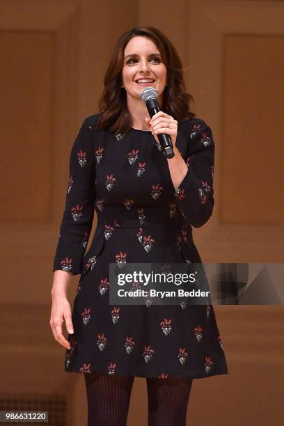 Tina Fey performs onstage during ASSSSCAT with the Upright Citizens Brigade Live at Carnegie Hall celebrating the 20th Anniversary of Del Close...