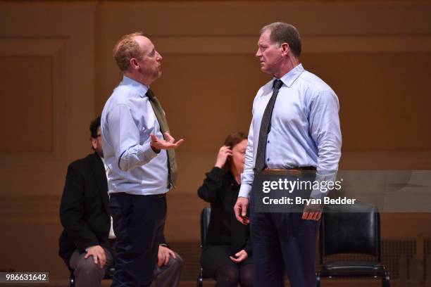 Matt Walsh and Ian Roberts perform onstage during ASSSSCAT with the Upright Citizens Brigade Live at Carnegie Hall celebrating the 20th Anniversary...