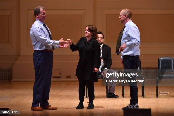 Ian Roberts, Rachel Dratch, Horatio Sanz and Matt Walsh perform onstage during ASSSSCAT with the Upright Citizens Brigade Live at Carnegie Hall...