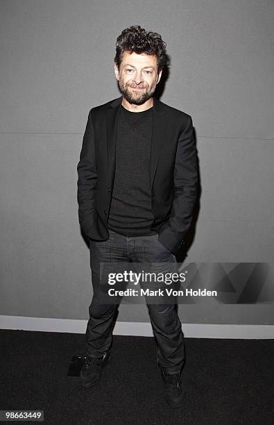 Actor Andy Serkis speaks about the new film Sex & Drugs & Rock & Roll at Meet The Filmmaker at the Apple Store Soho on April 25, 2010 in New York...