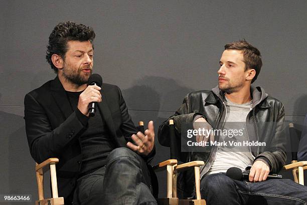 Actor Andy Serkis and Director Mat Whitecross discuss their new film Sex & Drugs & Rock & Roll at Meet The Filmmaker at the Apple Store Soho on April...
