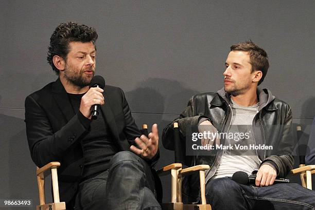 Actor Andy Serkis and Director Mat Whitecross discuss their new film Sex & Drugs & Rock & Roll at Meet The Filmmaker at the Apple Store Soho on April...