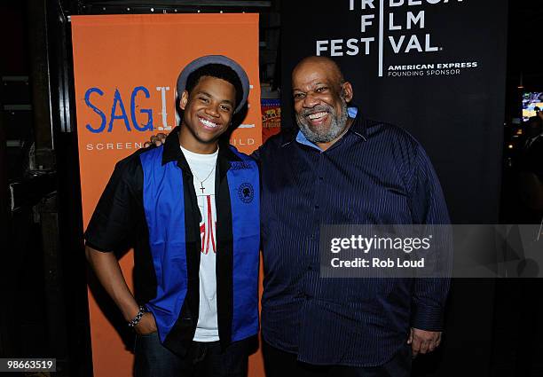 Actor Tristan Wilds and Mike Hodge attends the SAG Indie Party during the 2010 Tribeca Film Festival at Carnival at Bowlmor Lanes on April 25, 2010...