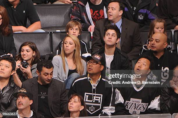 David Henrie watches as the Los Angeles Kings take on the Vancouver Canucks in Game Six of the Western Conference Quarterfinals during the 2010 NHL...