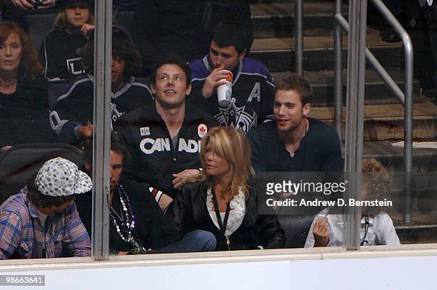 Cory Monteith watches as the Los Angeles Kings take on the Vancouver Canucks in Game Six of the Western Conference Quarterfinals during the 2010 NHL...