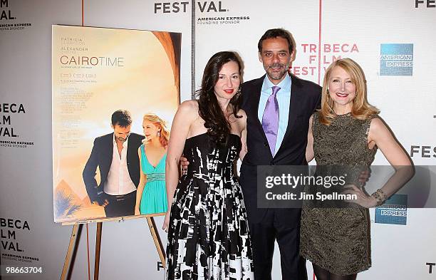 Writer/director Ruba Nadda, actress Alexander Siddig and actress Patricia Clarkson attends the "Cairo Time" premiere during the 9th Annual Tribeca...