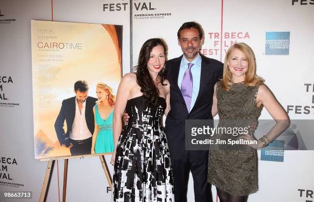 Writer/director Ruba Nadda, actress Alexander Siddig and actress Patricia Clarkson attends the "Cairo Time" premiere during the 9th Annual Tribeca...