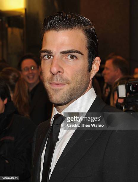 Zachary Quinto attends the "Promises, Promises" Broadway opening night at the Broadway Theatre on April 25, 2010 in New York City.