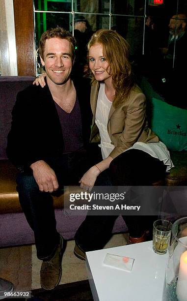 Actor James Van Der Beek and Kimberly Brook attend the "William Vincent" after party during the 9th Annual Tribeca Film Festival at the The Gates on...