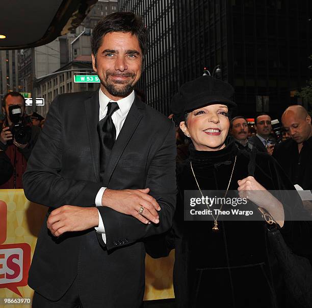 John Stamos and Liza Minnelli attend the "Promises, Promises" Broadway opening night at the Broadway Theatre on April 25, 2010 in New York City.