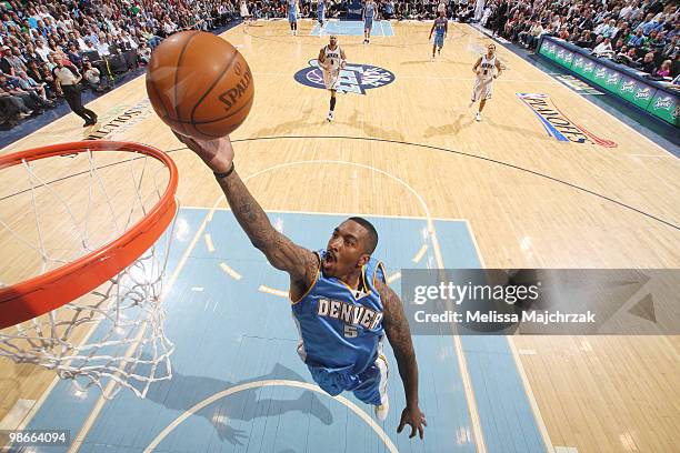 Smith of the Denver Nuggets goes for the layup against the Utah Jazz in Game Four of the Western Conference Quarterfinals during the 2010 NBA...