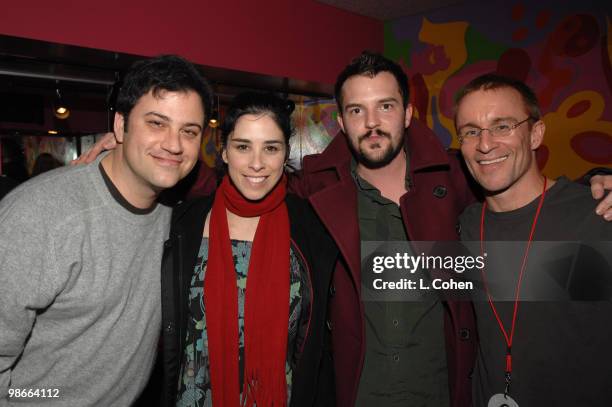 Jimmy Kimmel, Sarah Silverman, Brandon Flowers of The Killers and Kevin Weatherly from KROQ
