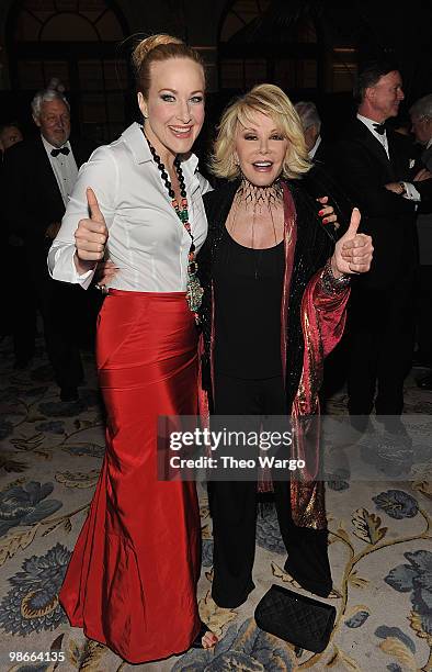Katie Finneran and Joan Rivers attend the "Promises, Promises" Broadway opening night after party at The Plaza Hotel on April 25, 2010 in New York...