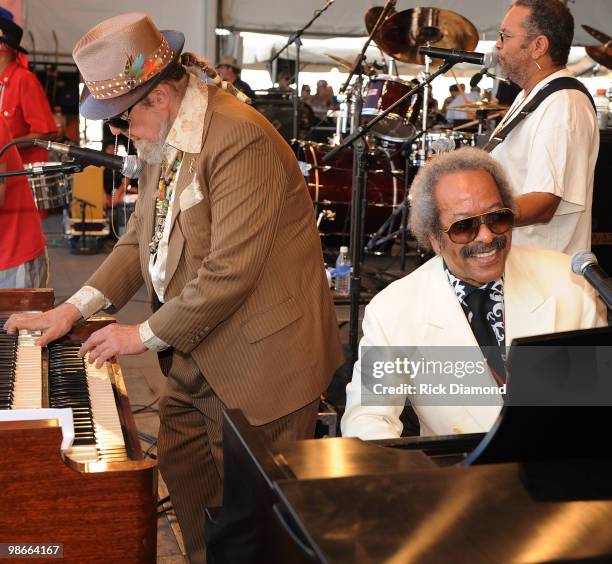 Dr. John and Allen Toussaint with the Voice of the Wetlands All Stars perform at the 2010 New Orleans Jazz & Heritage Festival Presented By Shell at...