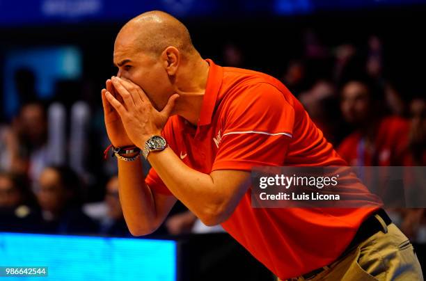 Coach of Mexico Ivan Denim, shouts directions to his players during the match between Mexico and USA as part of the FIBA World Cup China 2019...