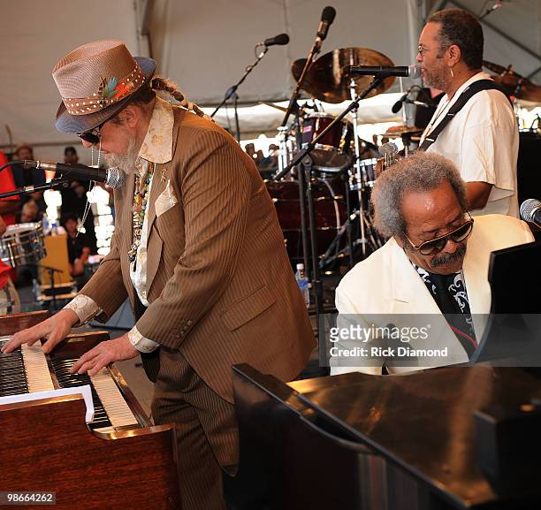 Dr. John and Allen Toussaint with the Voice of the Wetlands All Stars perform at the 2010 New Orleans Jazz & Heritage Festival Presented By Shell at...