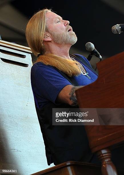 Recording Artist Gregg Allman performs at the 2010 New Orleans Jazz & Heritage Festival Presented By Shell at the Fair Grounds Race Course on April...