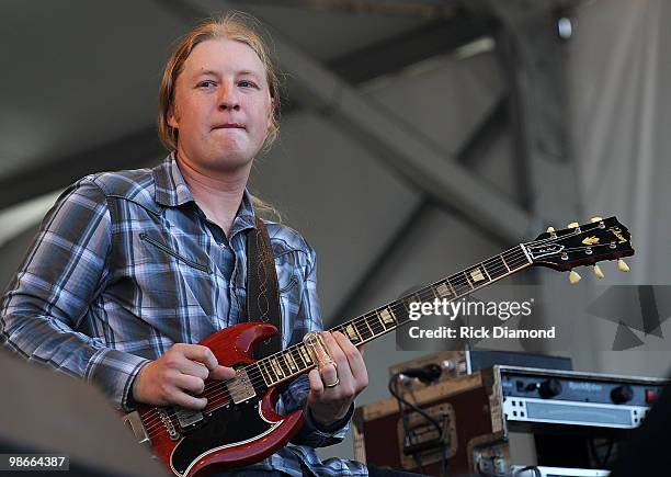 Recording Artist Derek Trucks performs at the 2010 New Orleans Jazz & Heritage Festival Presented By Shell at the Fair Grounds Race Course on April...