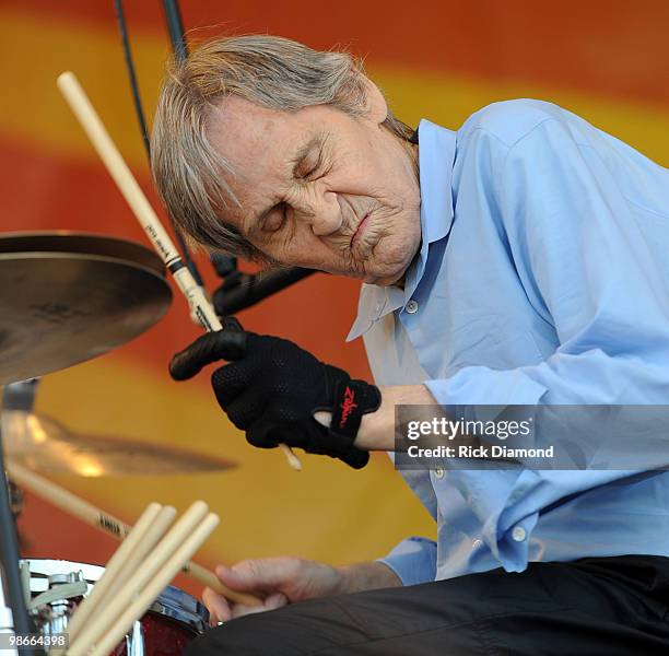 Singer/Songwriter Levon Helm performs at the 2010 New Orleans Jazz & Heritage Festival Presented By Shell at the Fair Grounds Race Course on April...