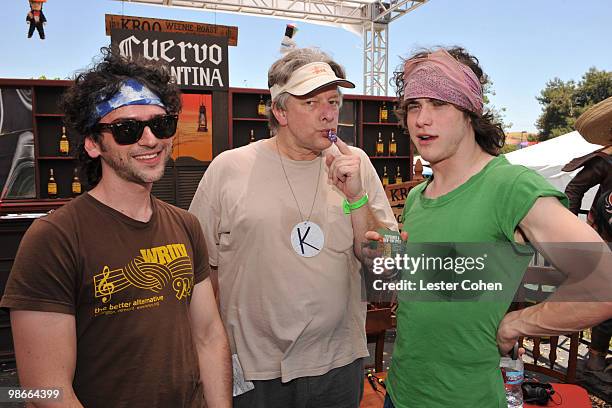 Pose backstage at the 2008 KROQ Weenie Roast at the Verizon Wireless Amphitheater on May 17, 2008 in Irvine, California.