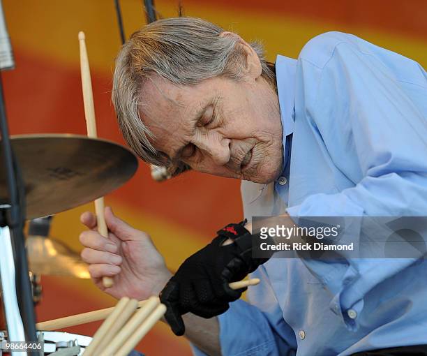 Singer/Songwriter Levon Helm performs at the 2010 New Orleans Jazz & Heritage Festival Presented By Shell at the Fair Grounds Race Course on April...