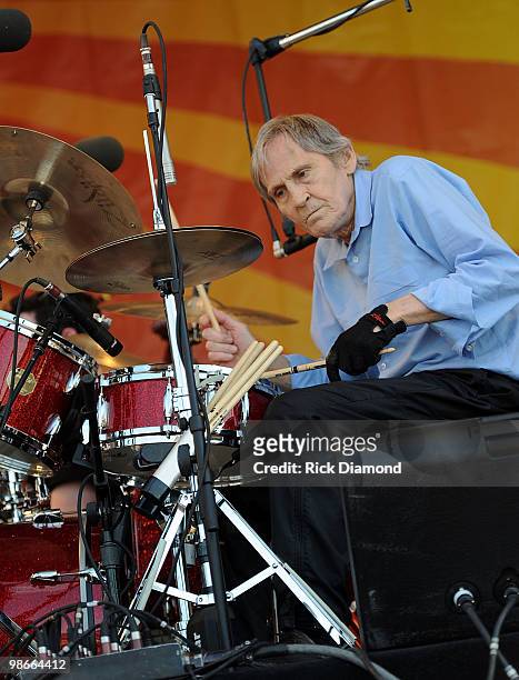 Singer/Songwriter Levon Helm performs at the 2010 New Orleans Jazz & Heritage Festival Presented By Shell at the Fair Grounds Race Course on April...