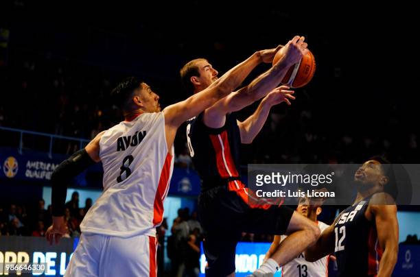 Gustavo Ayon of Mexico competes against Alex Caruso of USA during the match between Mexico and USA as part of the FIBA World Cup China 2019...