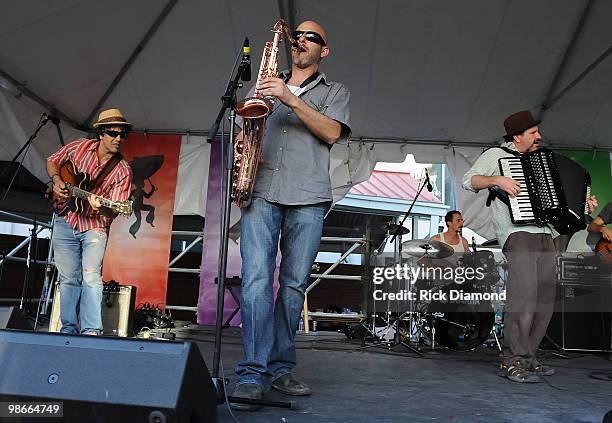 New Orleans Klezmer Allstars perform at the 2010 New Orleans Jazz & Heritage Festival Presented By Shell at the Fair Grounds Race Course on April 25,...