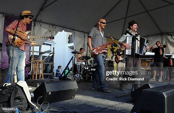 New Orleans Klezmer Allstars perform at the 2010 New Orleans Jazz & Heritage Festival Presented By Shell at the Fair Grounds Race Course on April 25,...