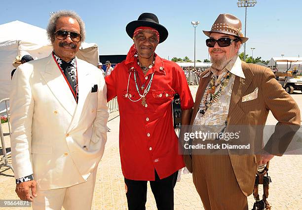 Musicians Allen Toussaint, Cyril Neville and Dr. John backstage at the 2010 New Orleans Jazz & Heritage Festival Presented By Shell at the Fair...