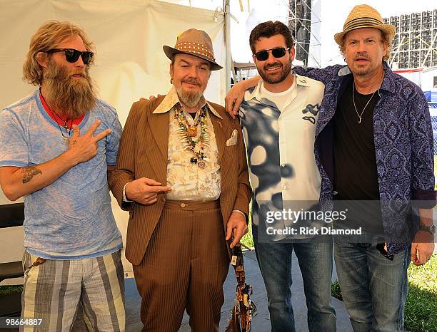 Recording Artists Anders Osborne, Dr. John, Tab Benoit and Jimmy Hall backstage at the 2010 New Orleans Jazz & Heritage Festival Presented By Shell...