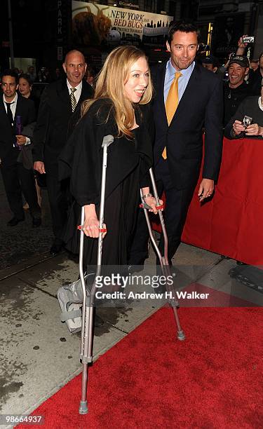 Chelsea Clinton and Hugh Jackman attend the Broadway Opening of "Promises, Promises" at Broadway Theatre on April 25, 2010 in New York City.