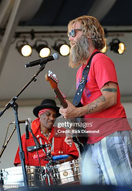 Recording Artists Andres Osborne and Dr. John performs at the 2010 New Orleans Jazz & Heritage Festival Presented By Shell at the Fair Grounds Race...